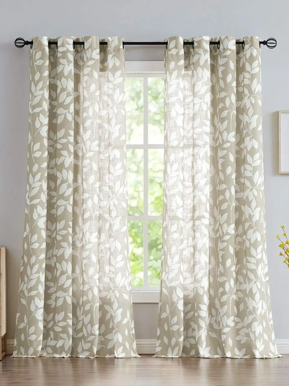 Leaf Print ✨ Semi-Sheer Curtains 52x84